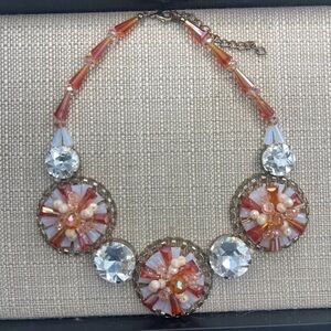 Elegant Orange and Silver Statement Necklace